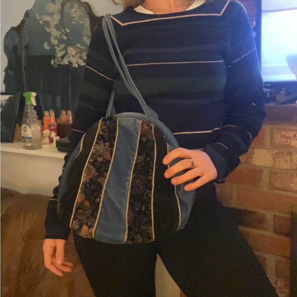 Blue and Black Denim Handbag - Picture 7 of 7